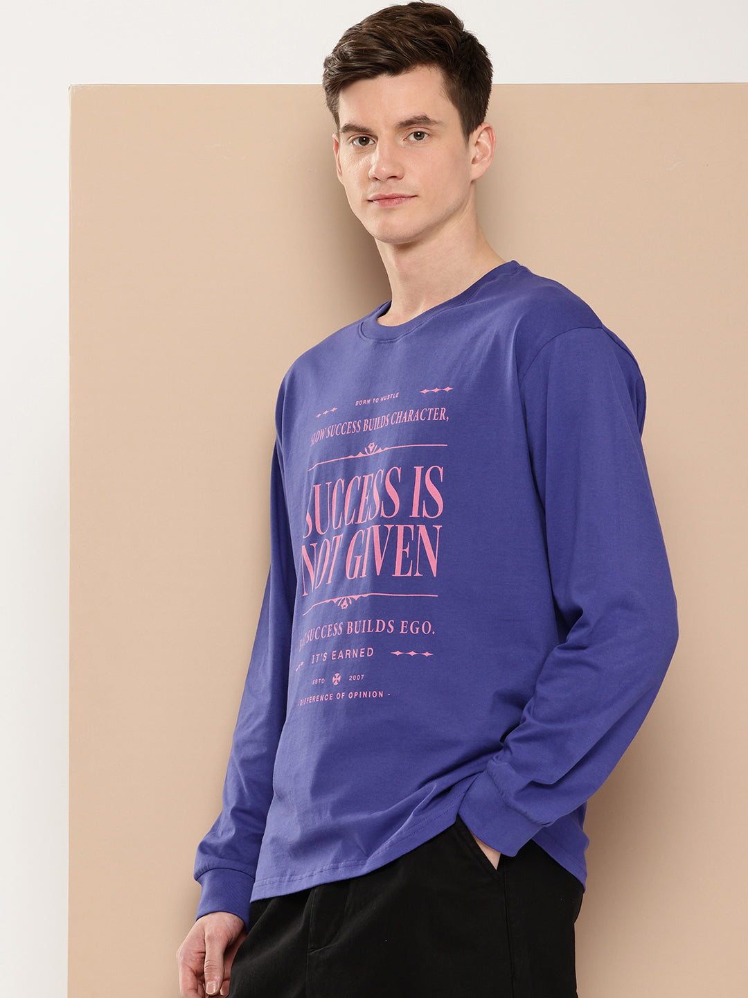 Mens Full Sleeve Round Neck Printed Oversized Fit Tshirts