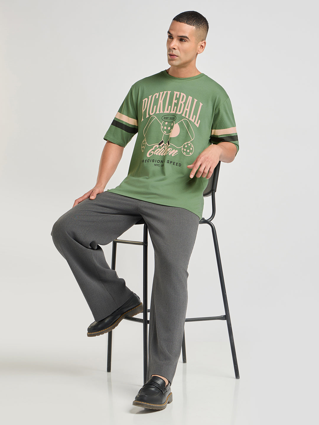 Mens Printed Oversized Half Sleeve Round Neck Tshirt