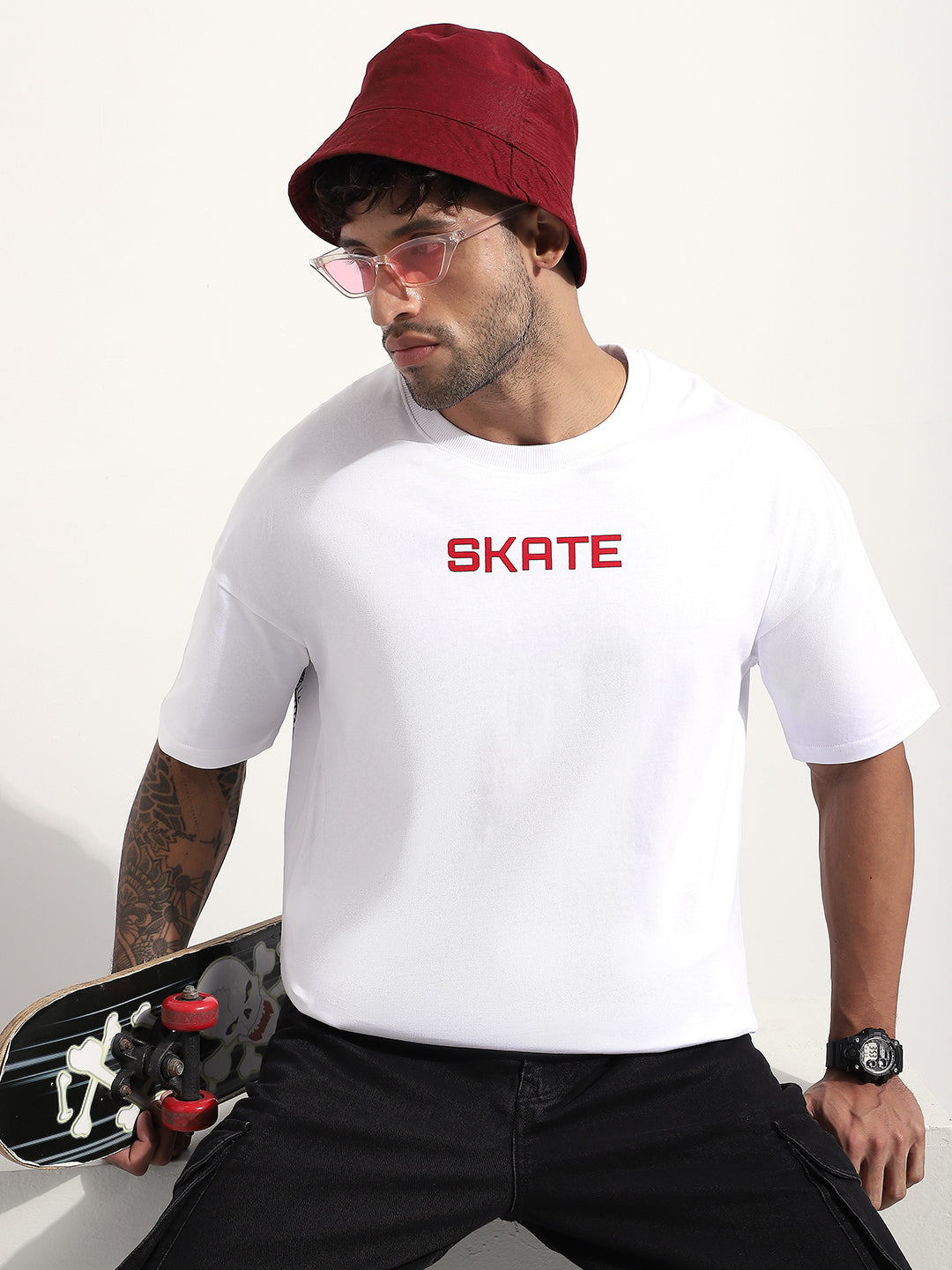 Mens Half Sleeve Drop Shoulder Printed Oversized Fit T-Shirts