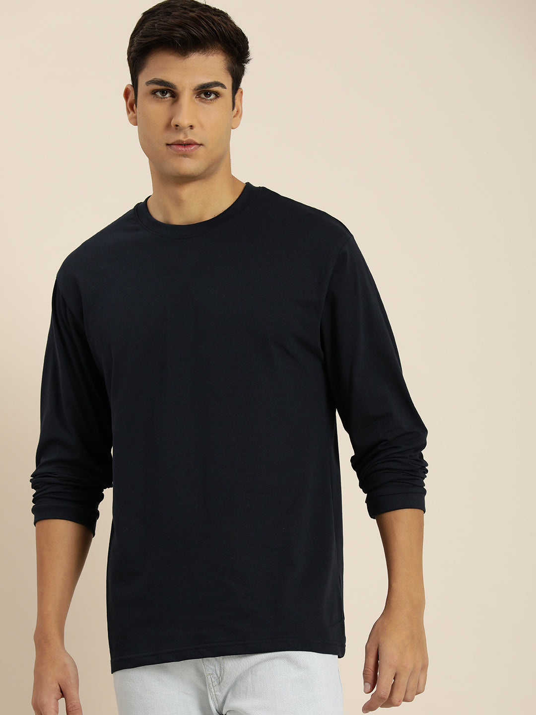 Mens Long Sleeve Round Neck Oversized Fit T-Shirt