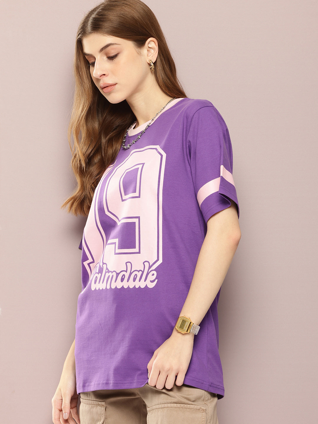 Womens Half Sleeve Round Neck Printed Oversized Fit Tshirts