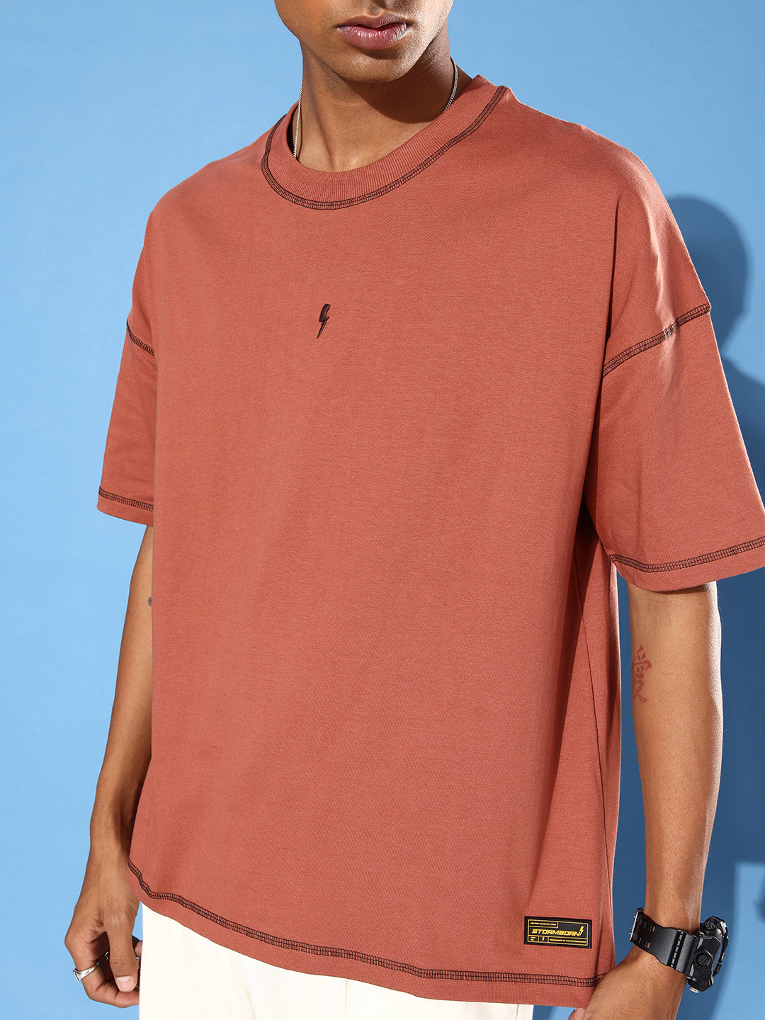 Mens Half Sleeve Drop Shoulder Plain Oversized Fit T-Shirts