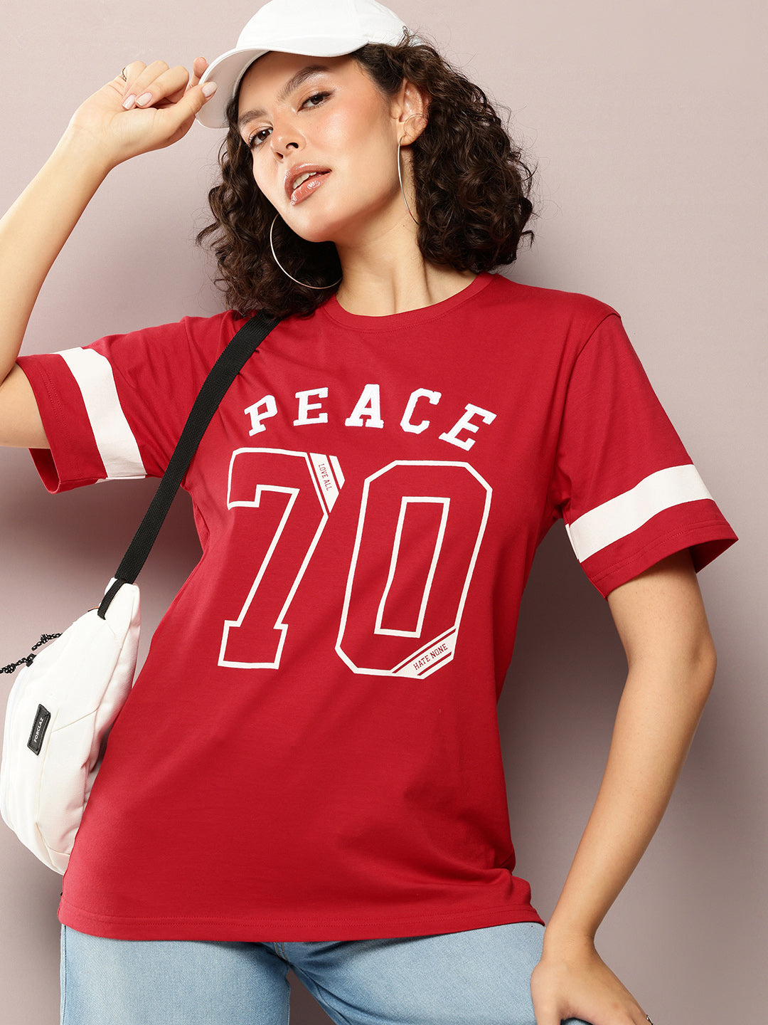 Womens Half Sleeve Round Neck Printed Oversized Fit Tshirts