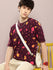 Mens Half Sleeve Round Neck All-Over Printed Oversized Fit Tshirts