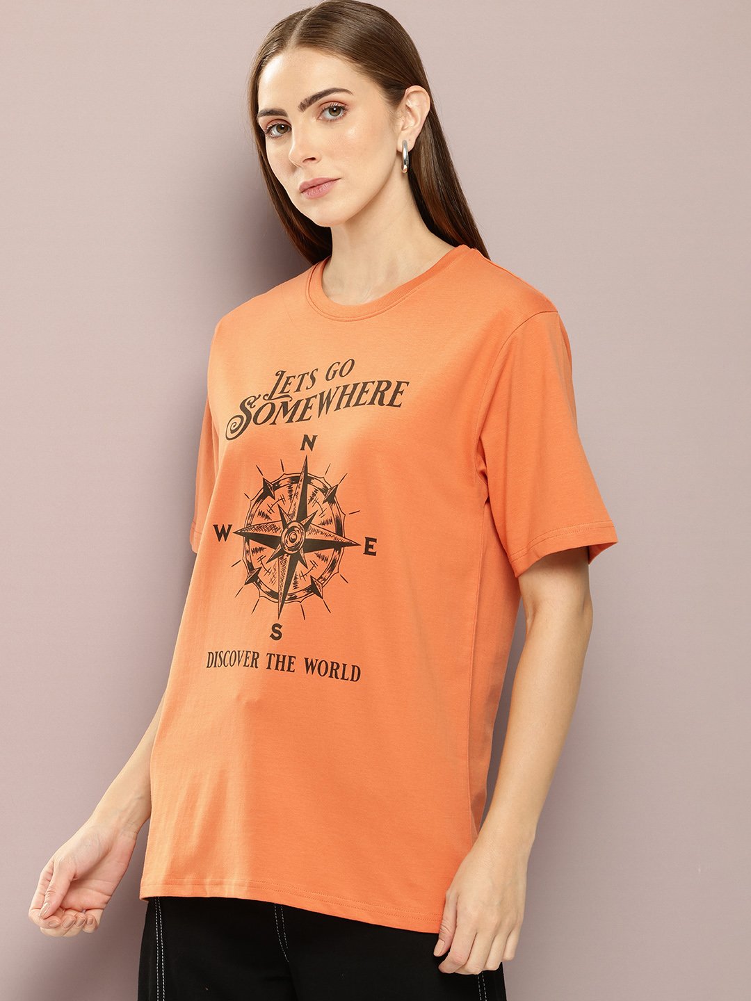 Womens Half Sleeve Round Neck Oversized Fit T-Shirts