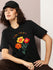 Womens Half Sleeve Round Neck Embroidery Oversized Fit Tshirts