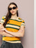 Womens Half Sleeve Round Neck All-Over Striped Regular Fit Tshirts