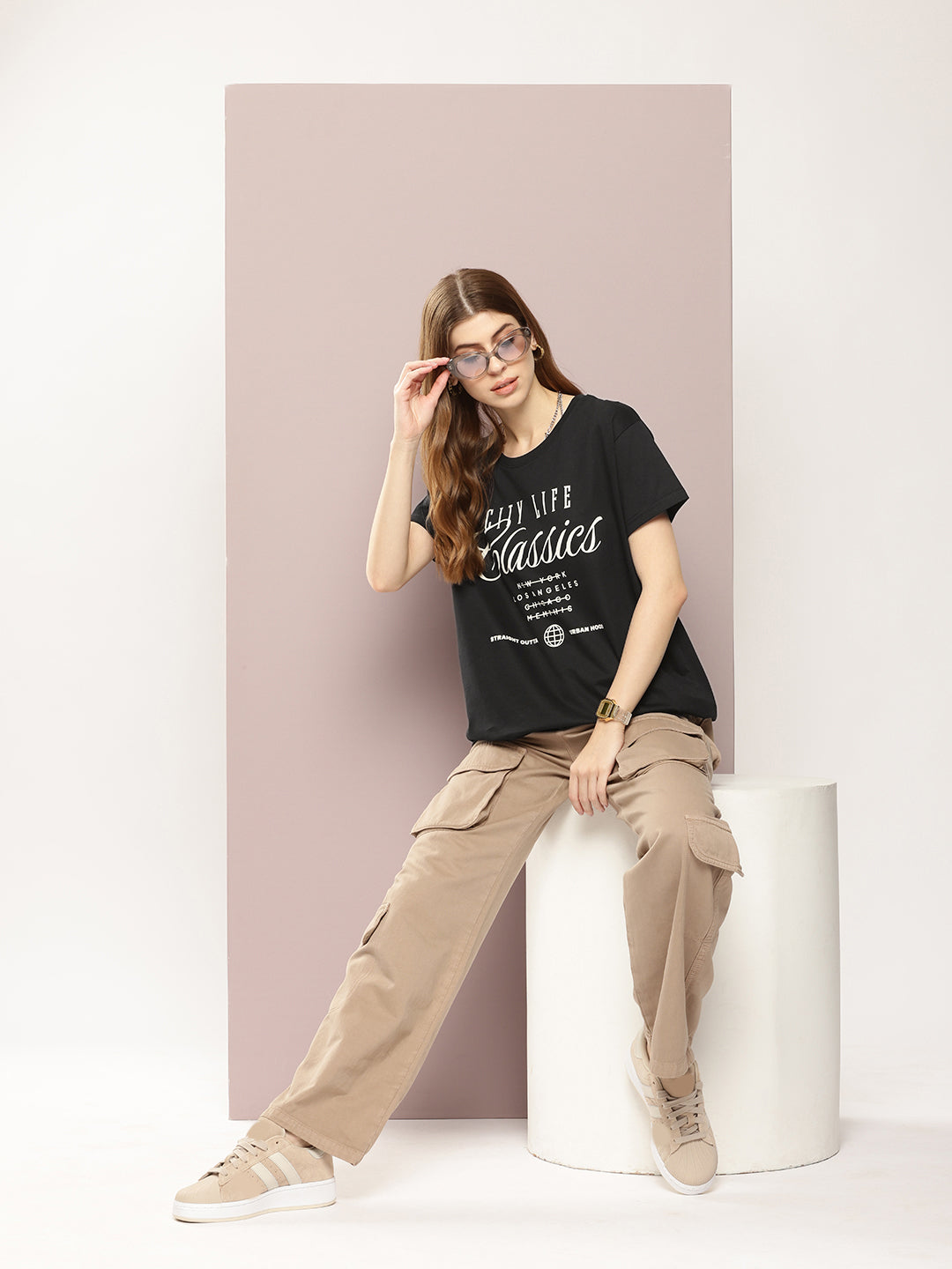 Womens Half Sleeve Round Neck Printed Boxy Fit Tshirts