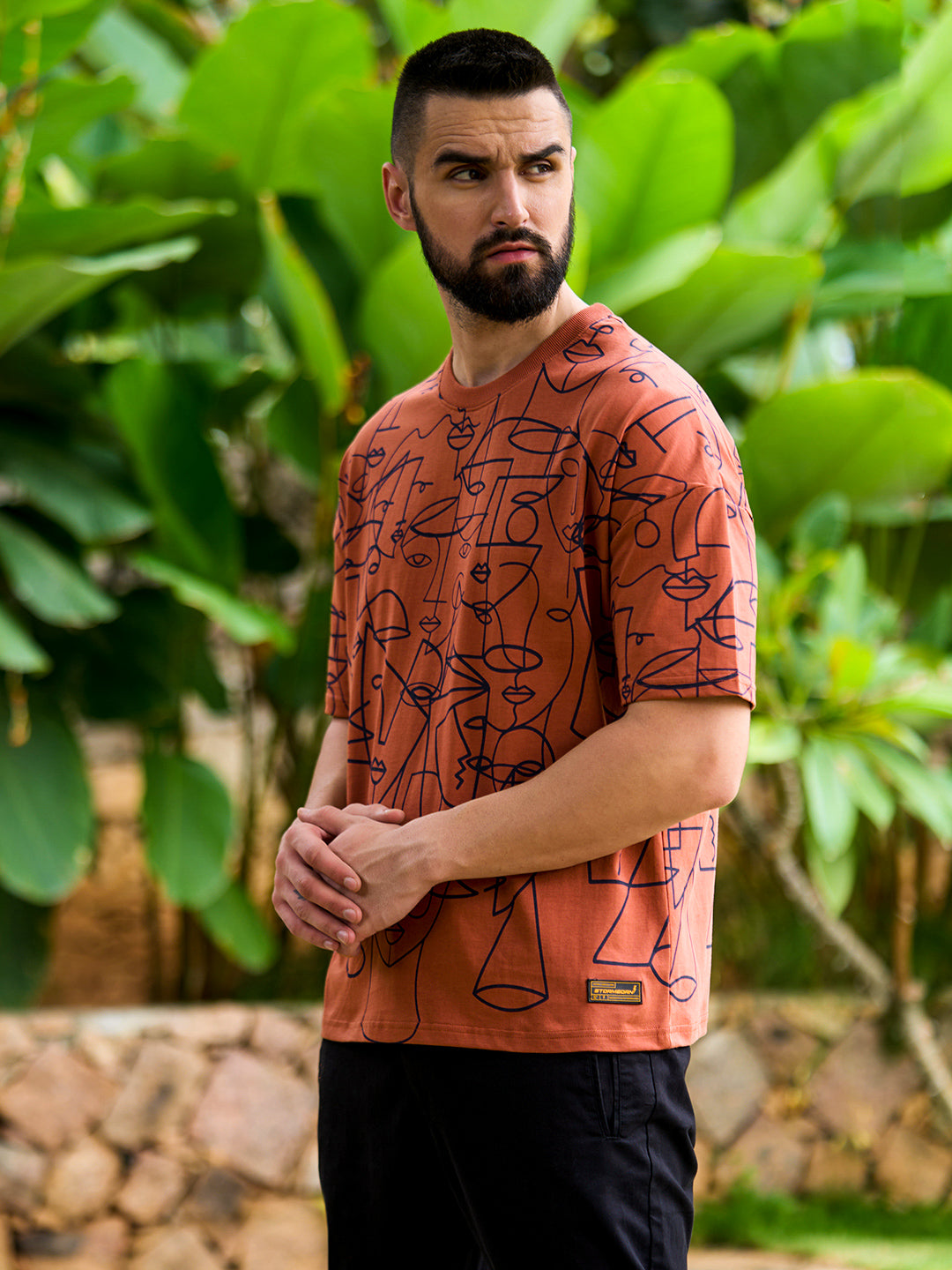 Mens Half Sleeve Drop Shoulder Printed Oversized Fit T-Shirts