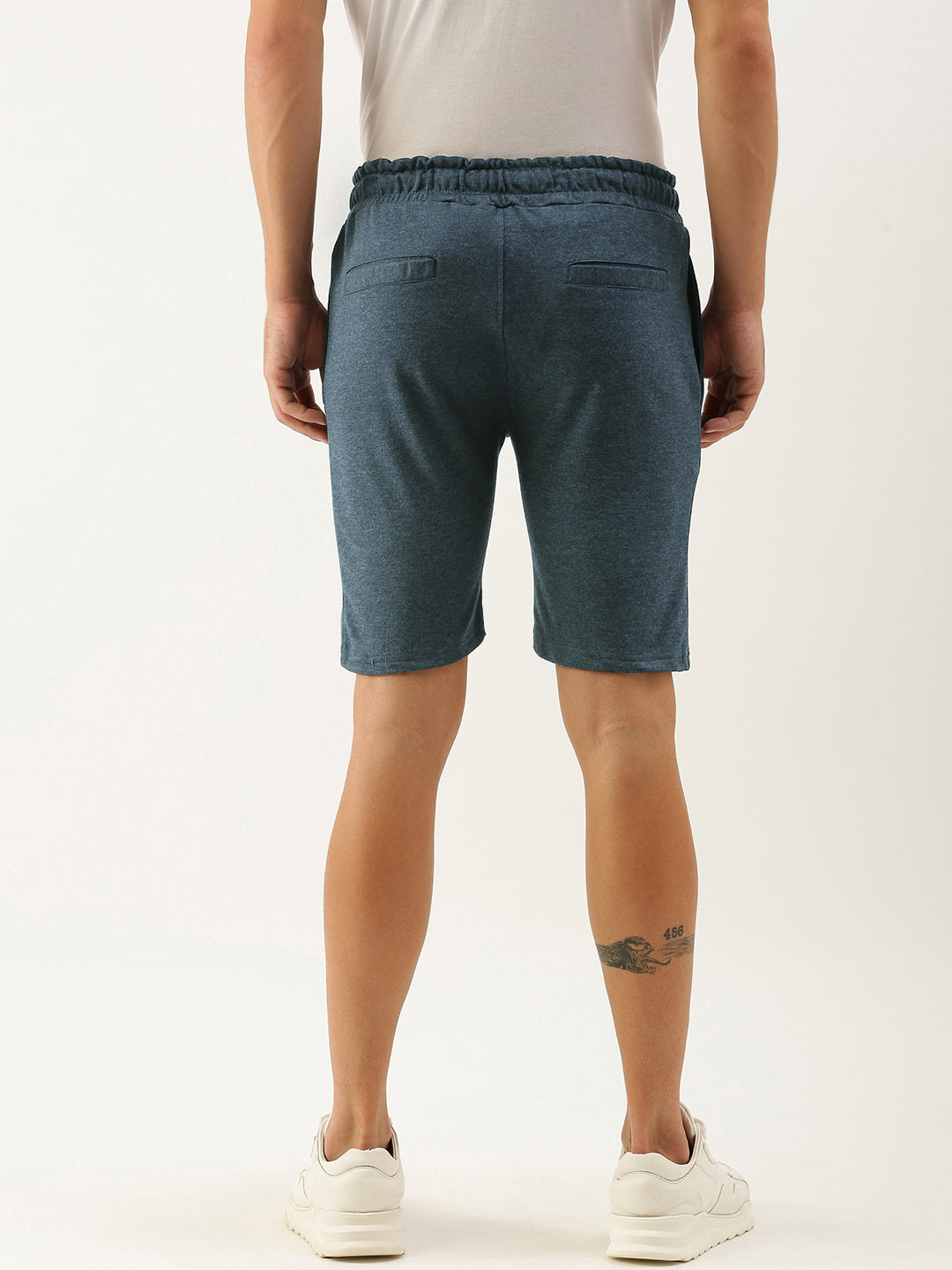 Men Blue Typography Printed Mid-Rise Regular Shorts