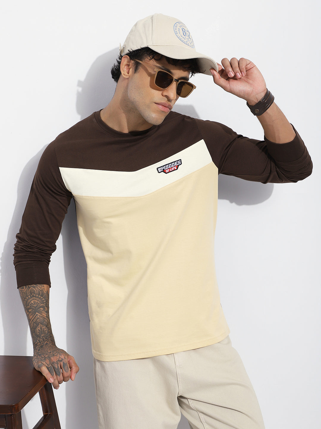Mens Full Sleeve Round Neck Embroidered Regular Fit Tshirts