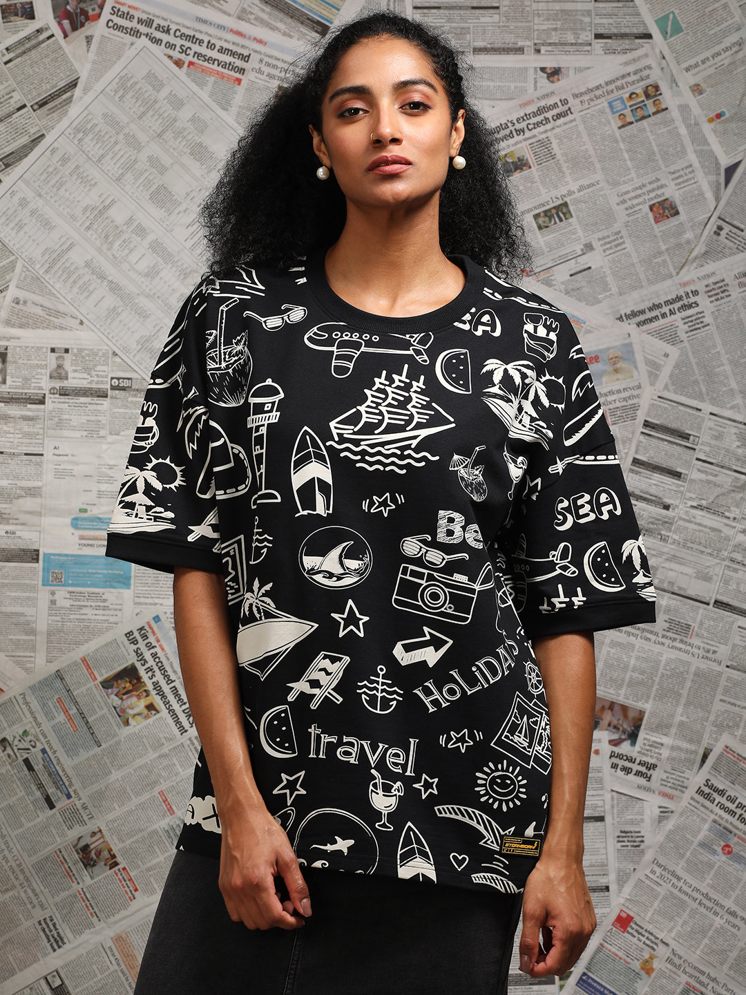 Mens Half Sleeve Drop Shoulder Printed Oversized Fit T-Shirts