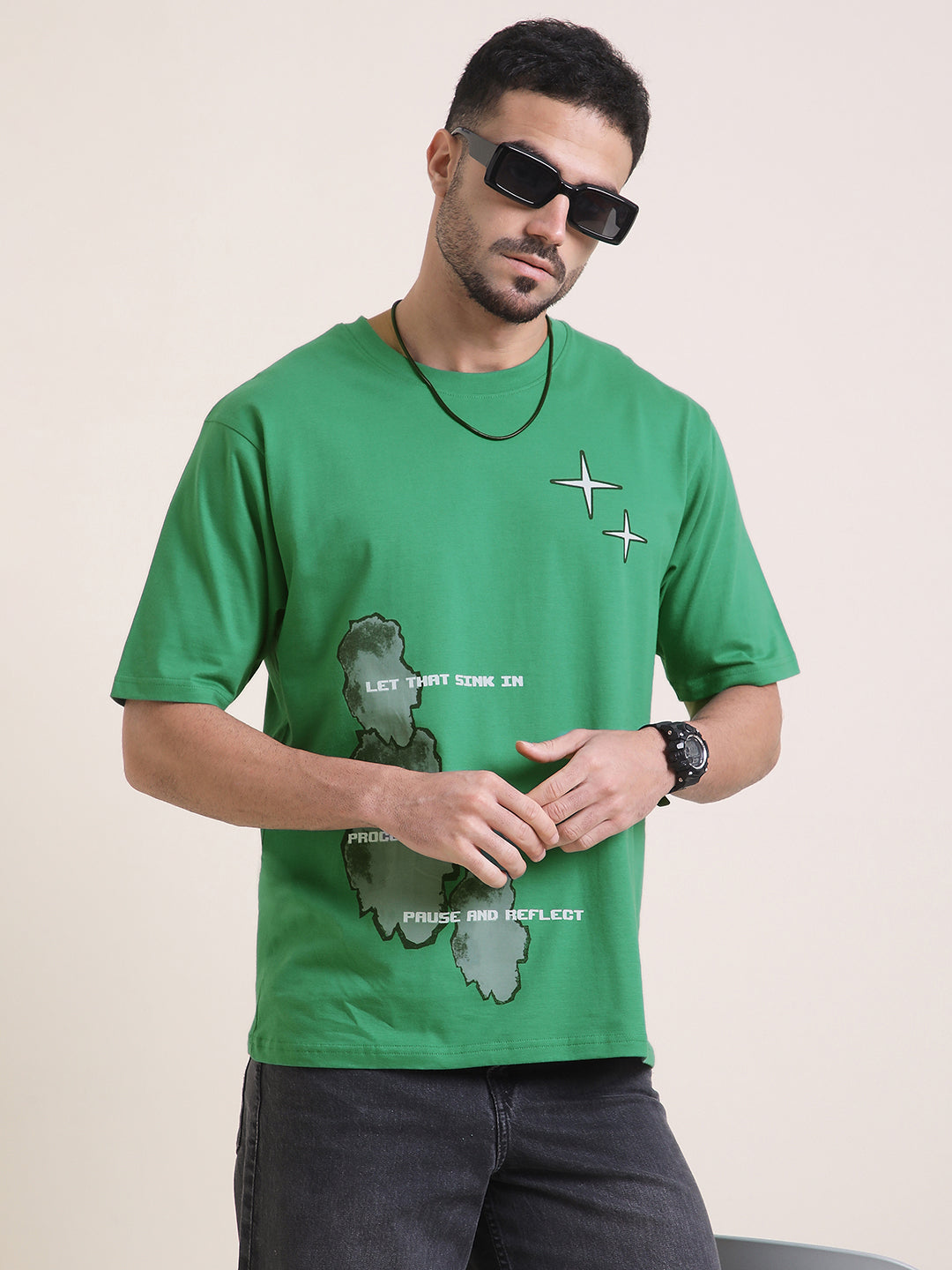 Mens Half Sleeve Round Neck Printed Oversized Fit Tshirts