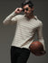 Mens Full Sleeve Polo Neck Striped Regular Fit Tshirts