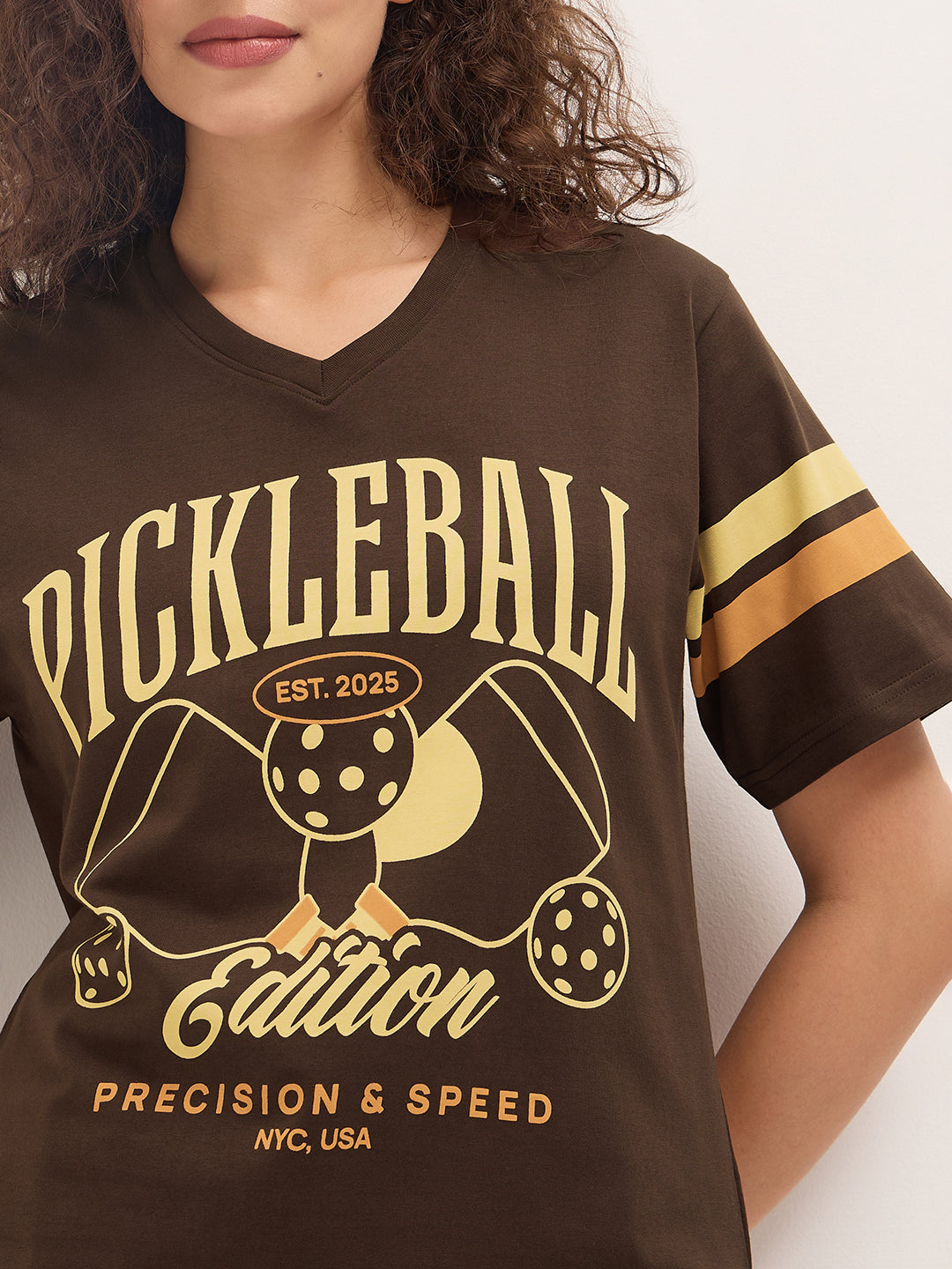 Womens Half Sleeve V-Neck Printed Oversized Fit Tshirts