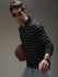 Mens Full Sleeve Polo Neck Striped Regular Fit Tshirts