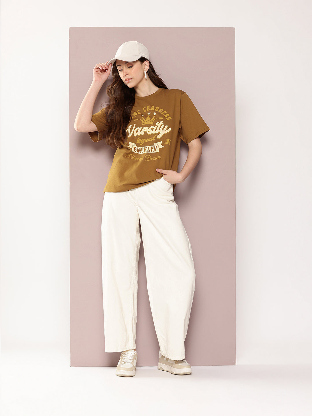 Womens Half Sleeve Round Neck Printed Oversized Fit Tshirts
