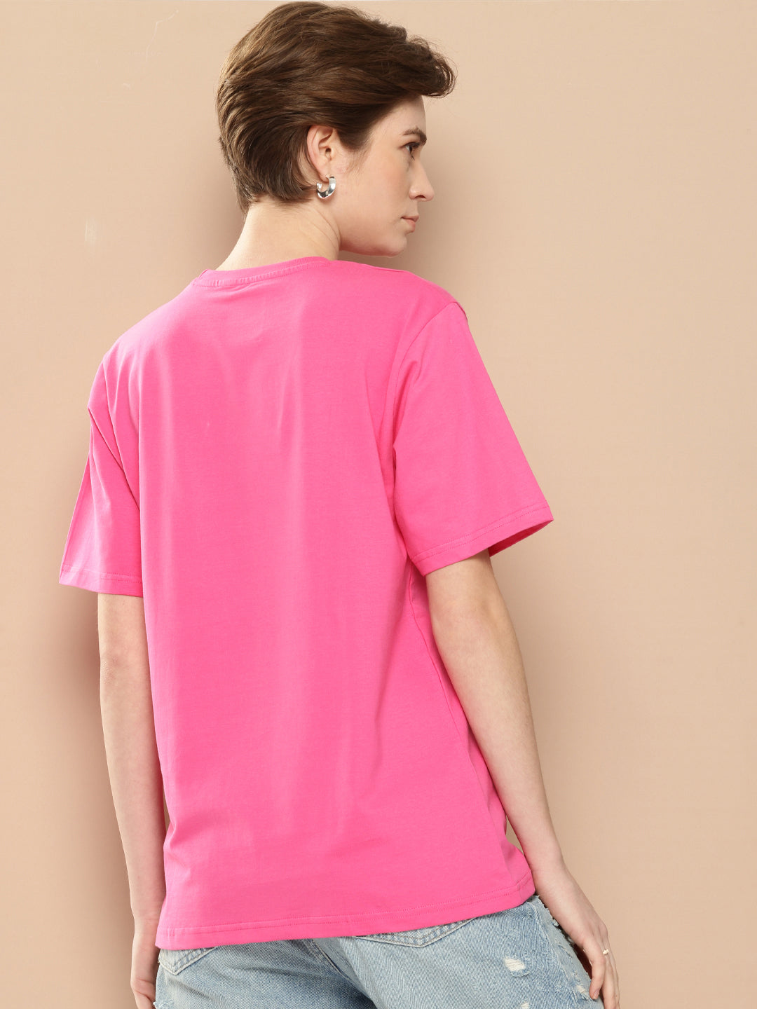 Womens Half Sleeve Round Neck Printed Oversized Fit Tshirts