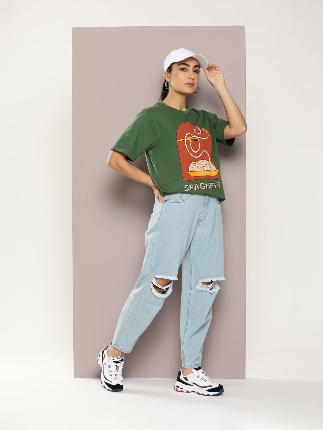 Womens Half Sleeve Round Neck Oversized Fit T-Shirts