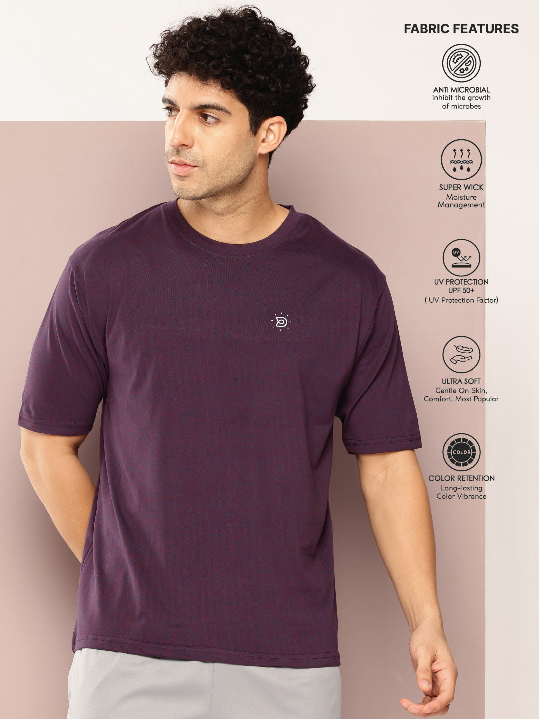 Mens Short Sleeve Round Neck Oversized Polyster Tshirt
