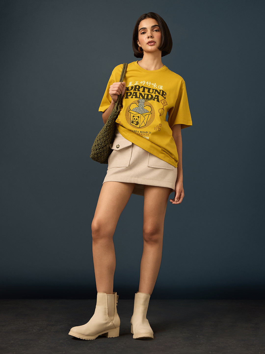 Womens Short Sleeve Printed Oversized Fit Tshirt 