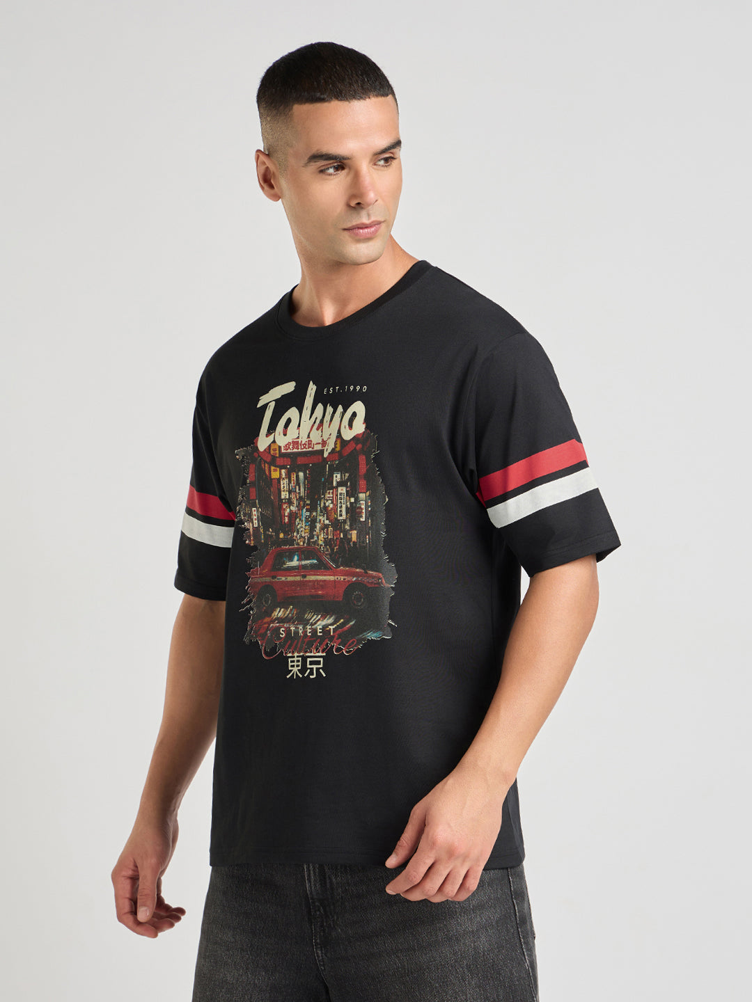 Mens Printed Oversized Cotton Round Neck Tshirt