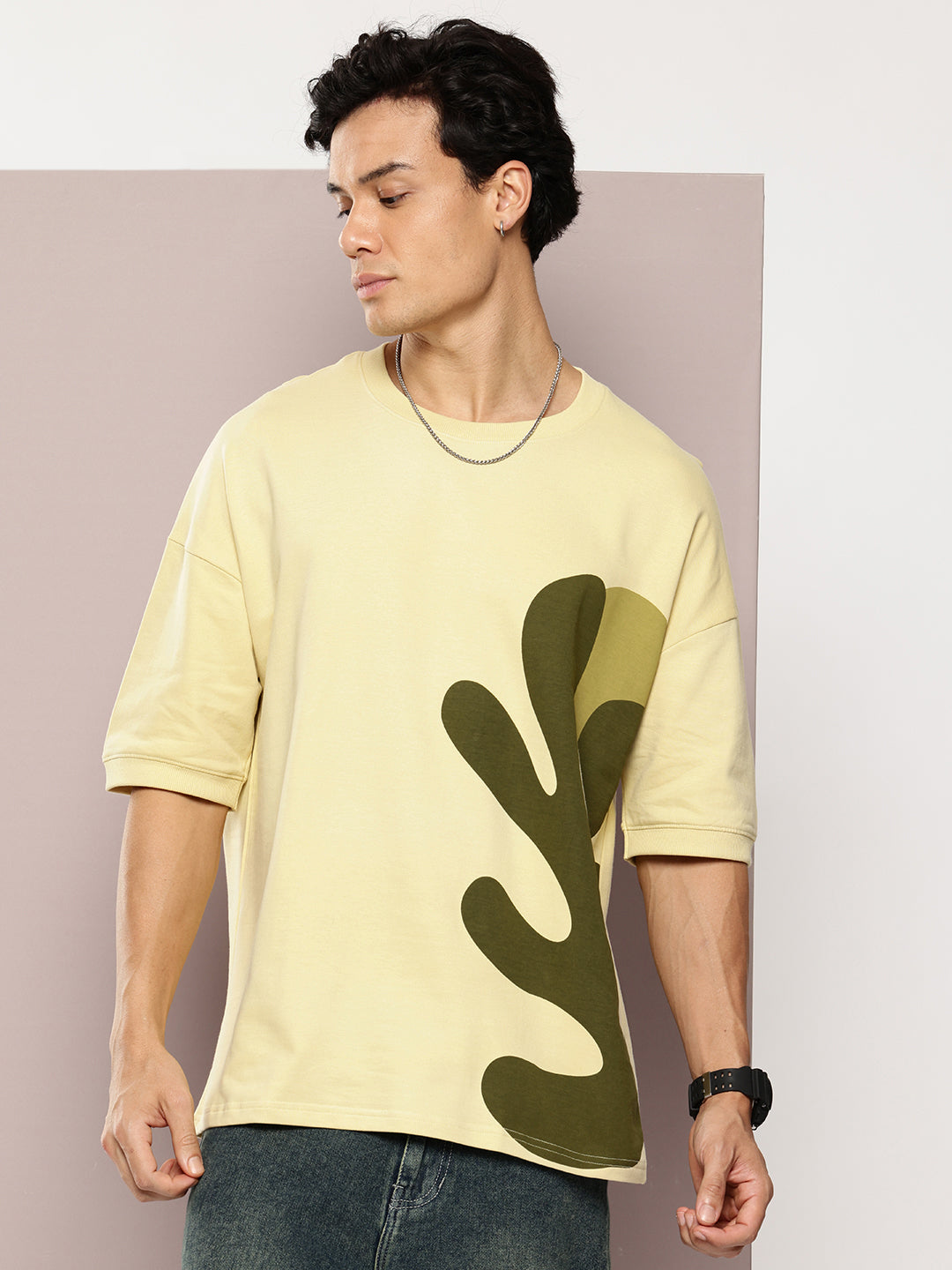 Mens Half Sleeve Round Neck Printed Oversized Fit Tshirts