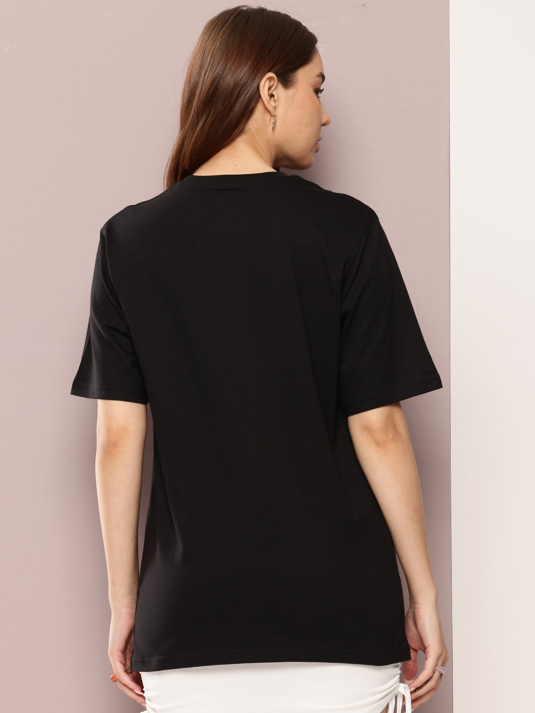 Womens Half Sleeve Round Neck Embroidered Oversized Fit Tshirts
