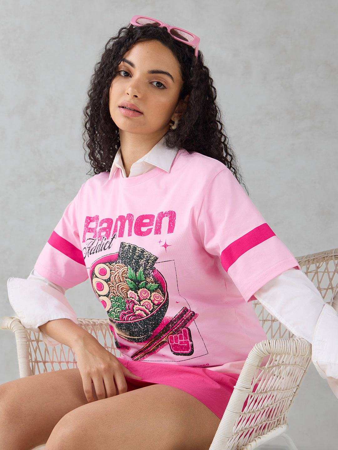 Womens Half Sleeve Printed Oversized Fit Tshirt