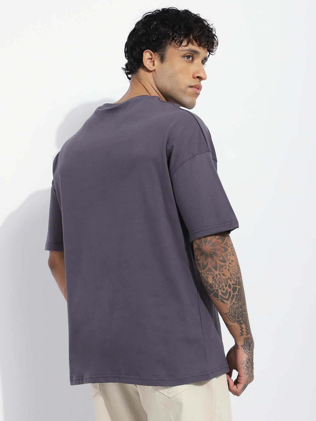 Mens Half Sleeve Drop Shoulder Printed Oversized Fit T-Shirts