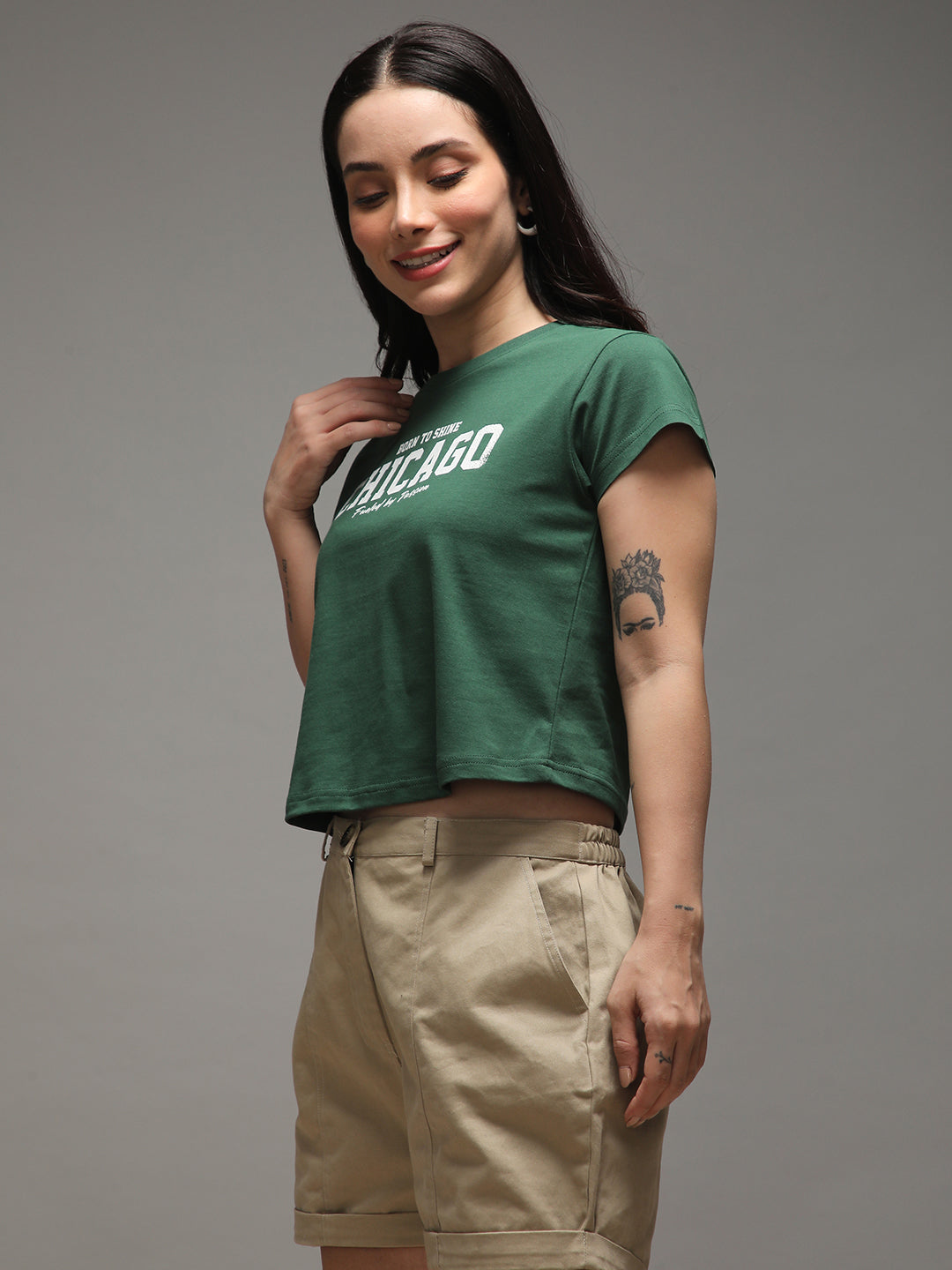 Womens Half Sleeve Round Neck Printed Regular Fit Tshirts