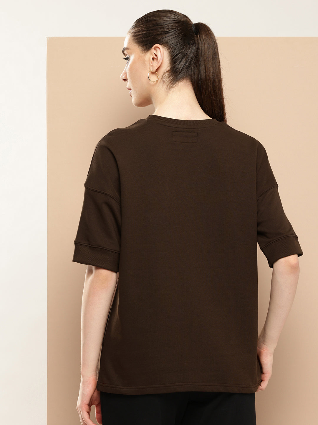 Womens Half Sleeve Round Neck Solid Oversized Fit Tshirts