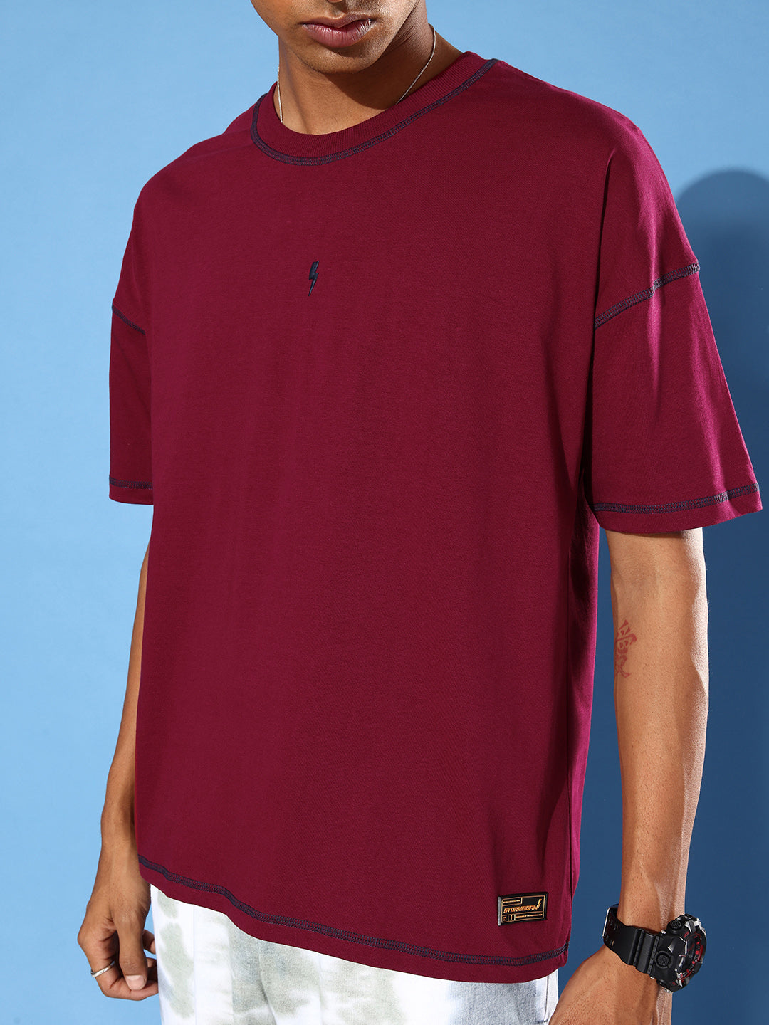 Mens Half Sleeve Drop Shoulder Plain Oversized Fit T-Shirts