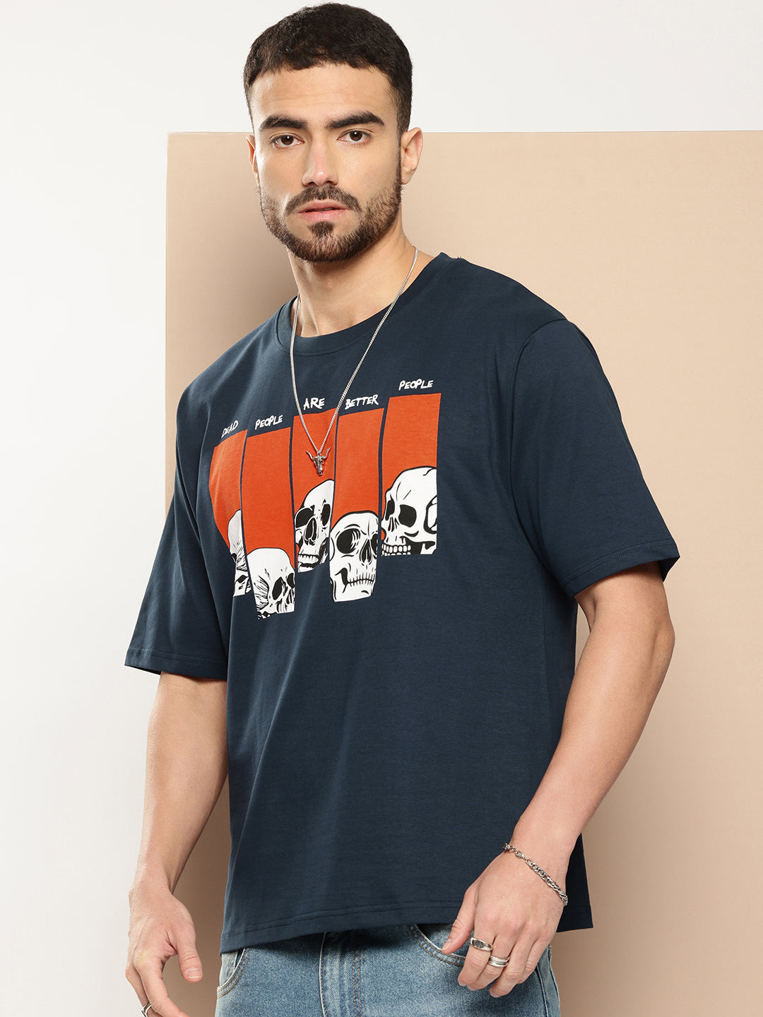 Mens Half Sleeve Round Neck Printed Oversized Fit Tshirts