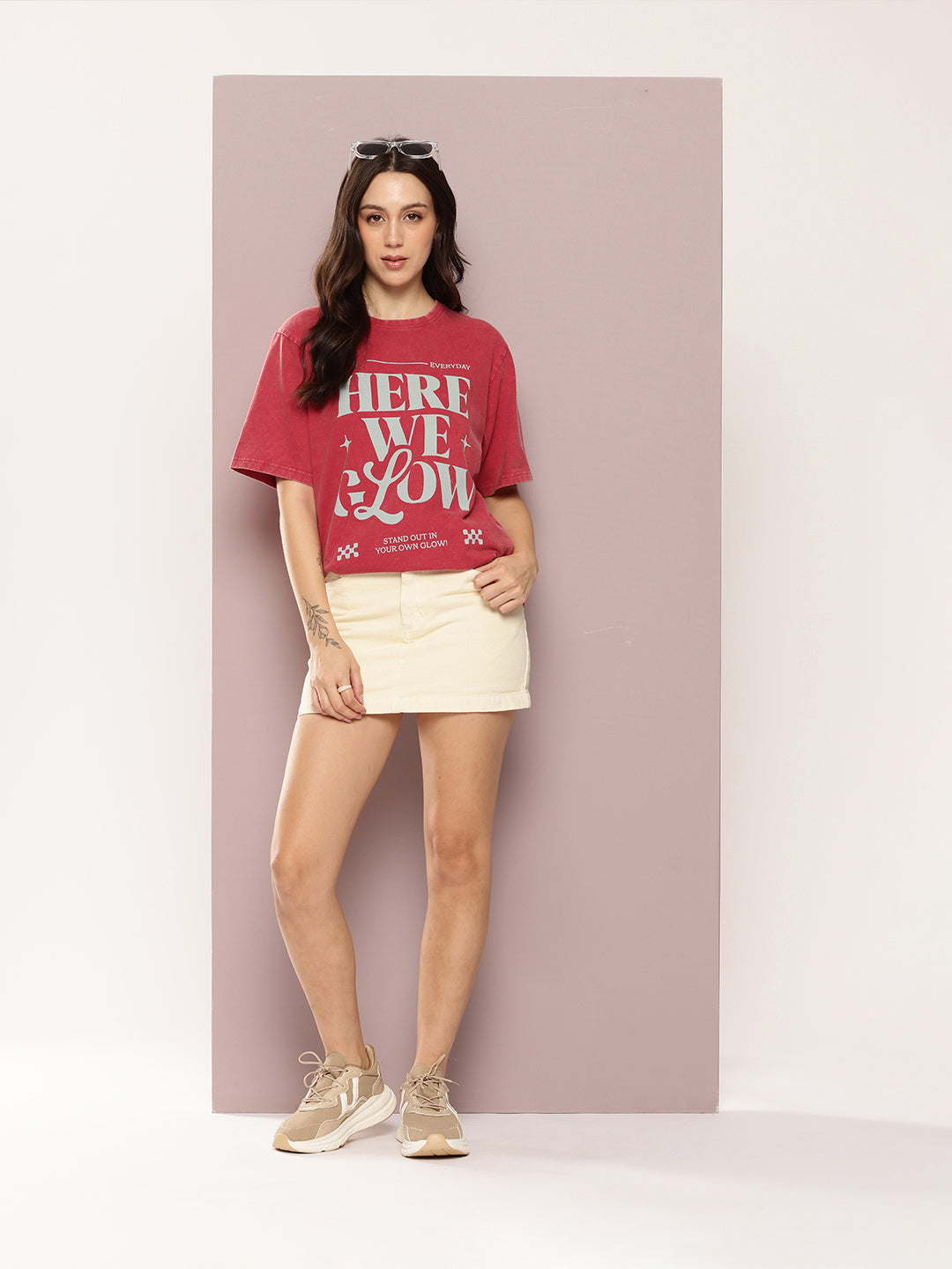 Womens Half Sleeve Round Neck Printed Oversized Fit Tshirts