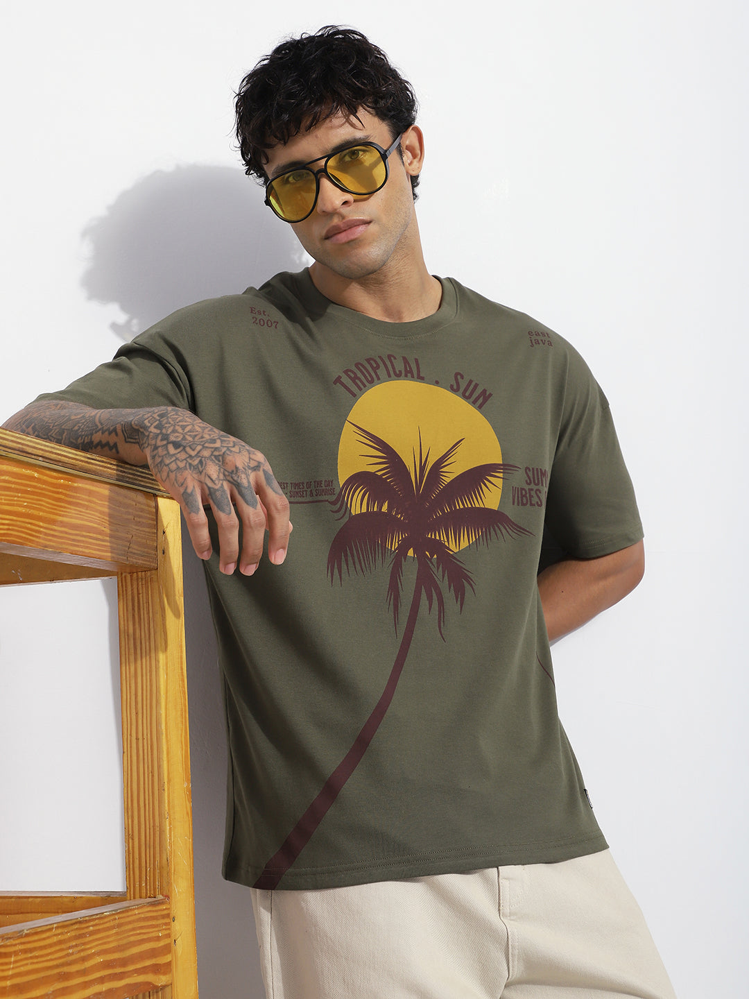 Mens Half Sleeve Drop Shoulder Printed Oversized Fit T-Shirts