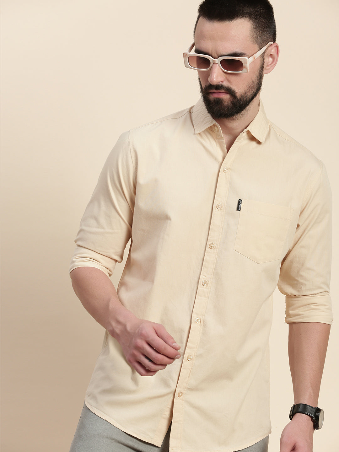 Mens Plain Full Sleeve Shirt With Pocket
