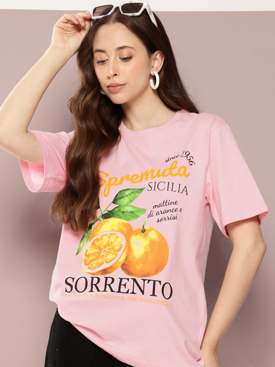 Womens Half Sleeve Round Neck Printed Oversized Fit Tshirts