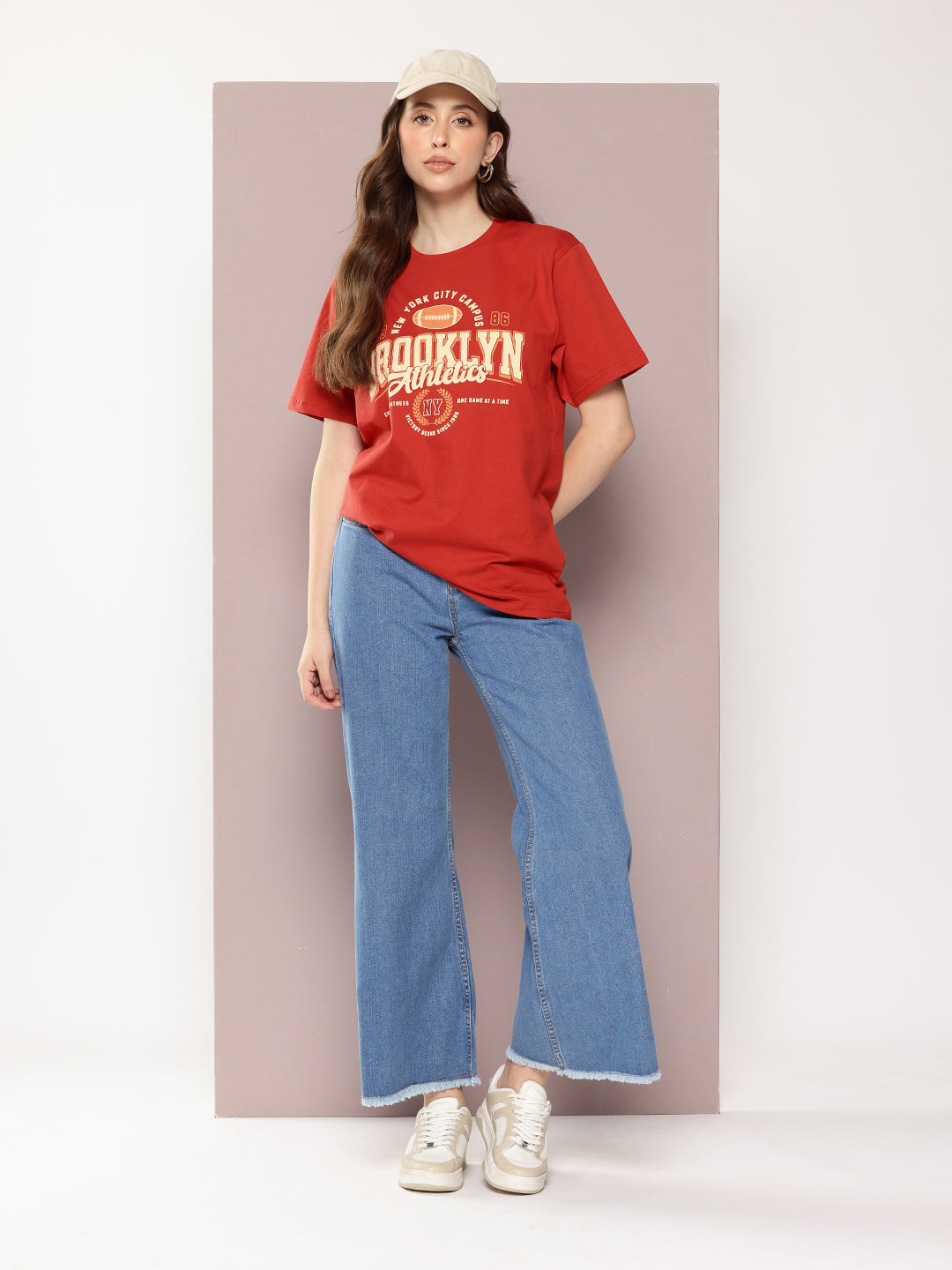 Womens Half Sleeve Round Neck Printed Oversized Fit Tshirts