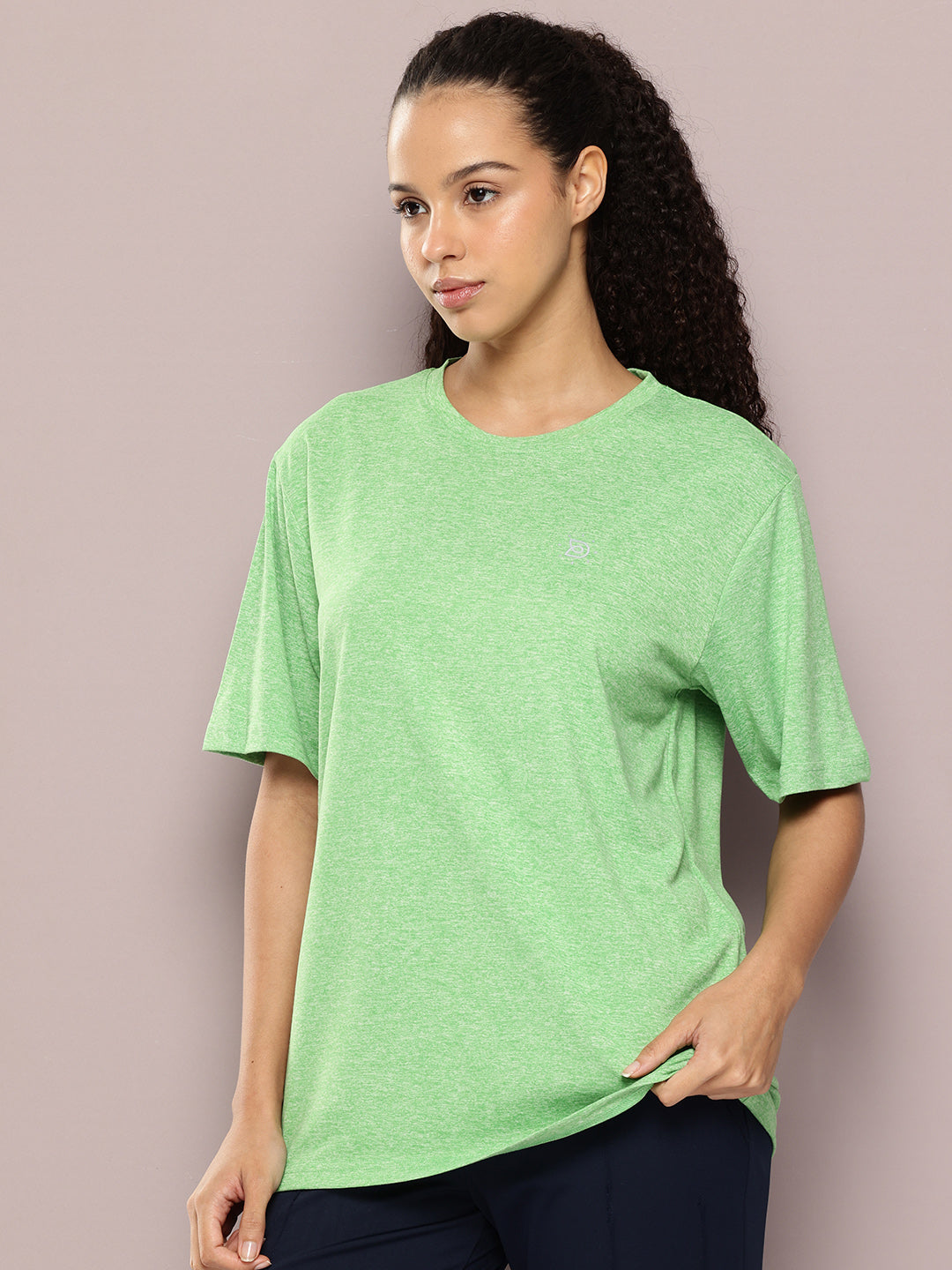 Womens Half Sleeve Round Neck Solid Oversized Fit Tshirts