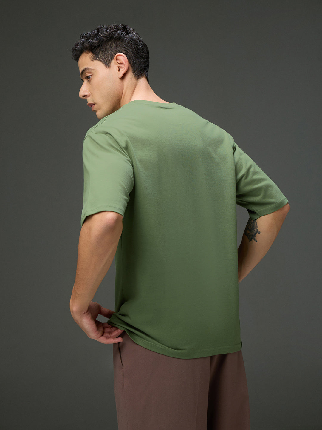 Mens Round Neck Half Sleeve Printed Oversized Fit Tshirt