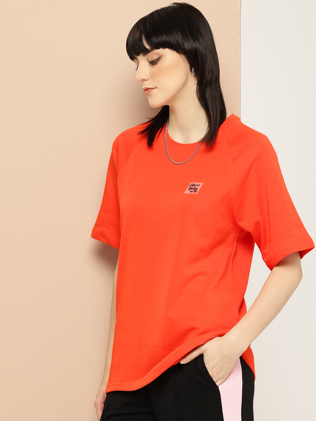 Womens Half Sleeve Round Neck Solid Oversized Fit Tshirts