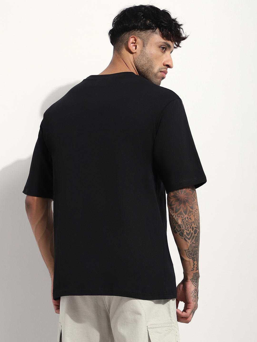 Mens Half Sleeve Round Neck Embroidered Oversized Fit Tshirts