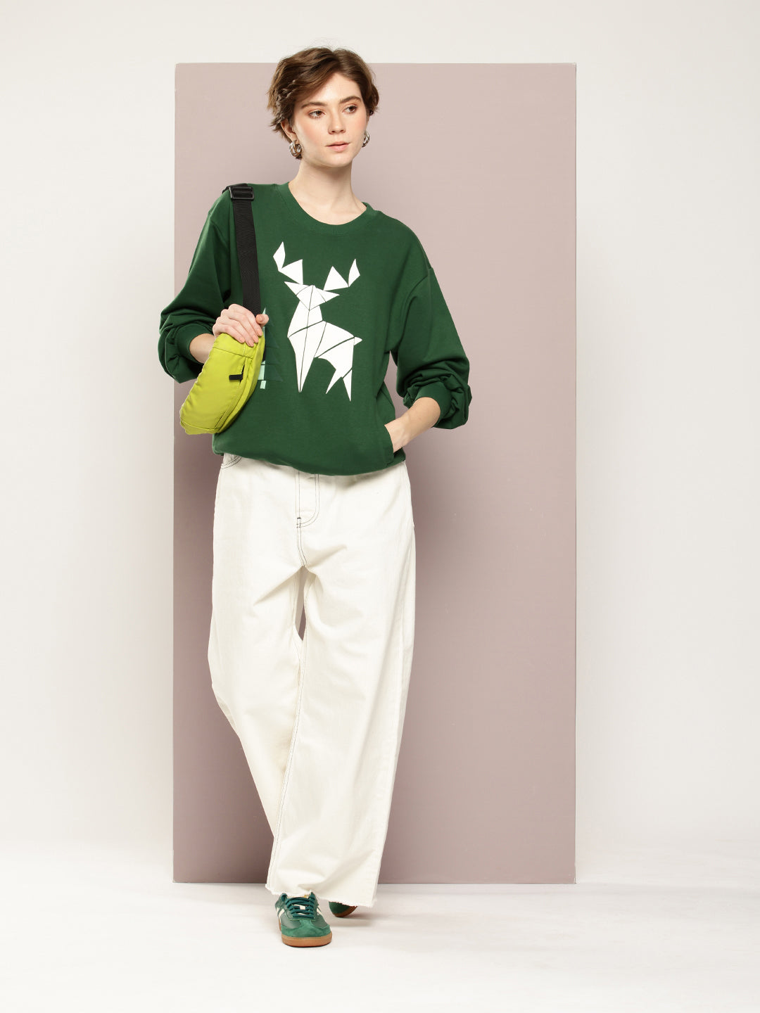 Womens Oversized Puff Printed Sweatshirt