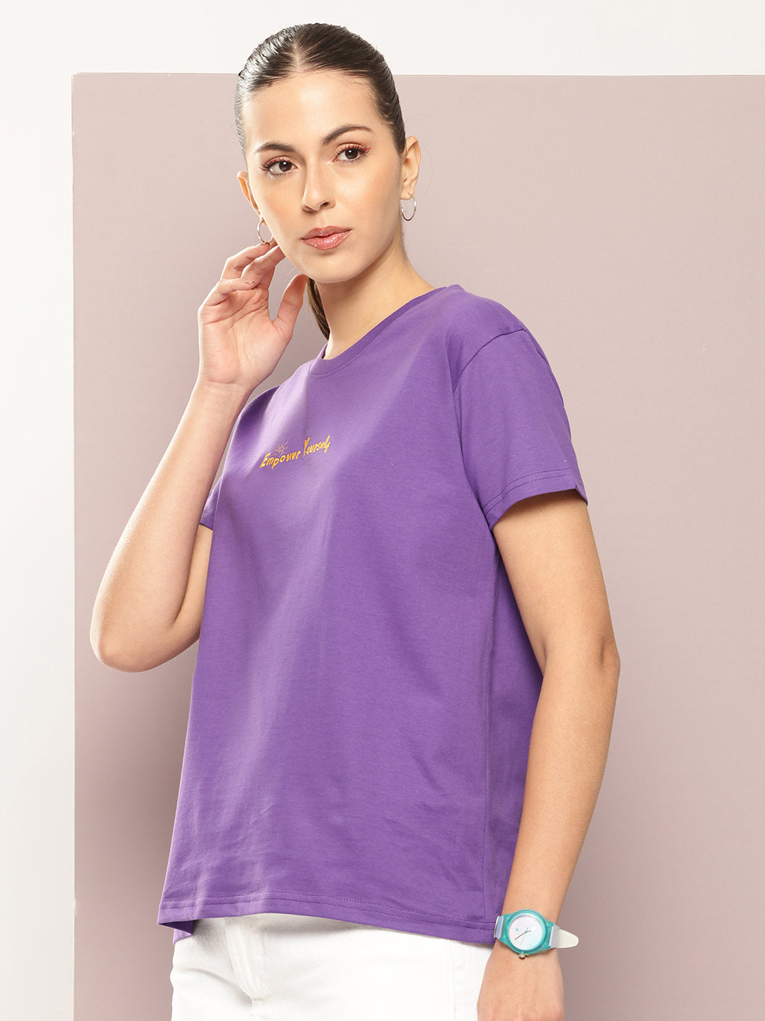 Womens Half Sleeve Round Neck Printed Boxy Fit Tshirts
