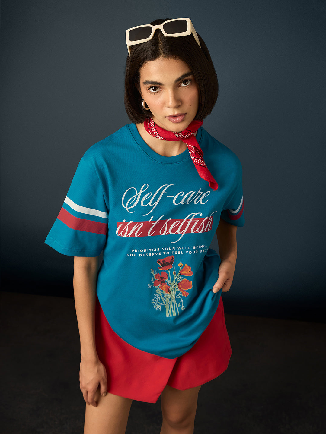 Womens Short Sleeve Printed Oversized Fit Tshirt 