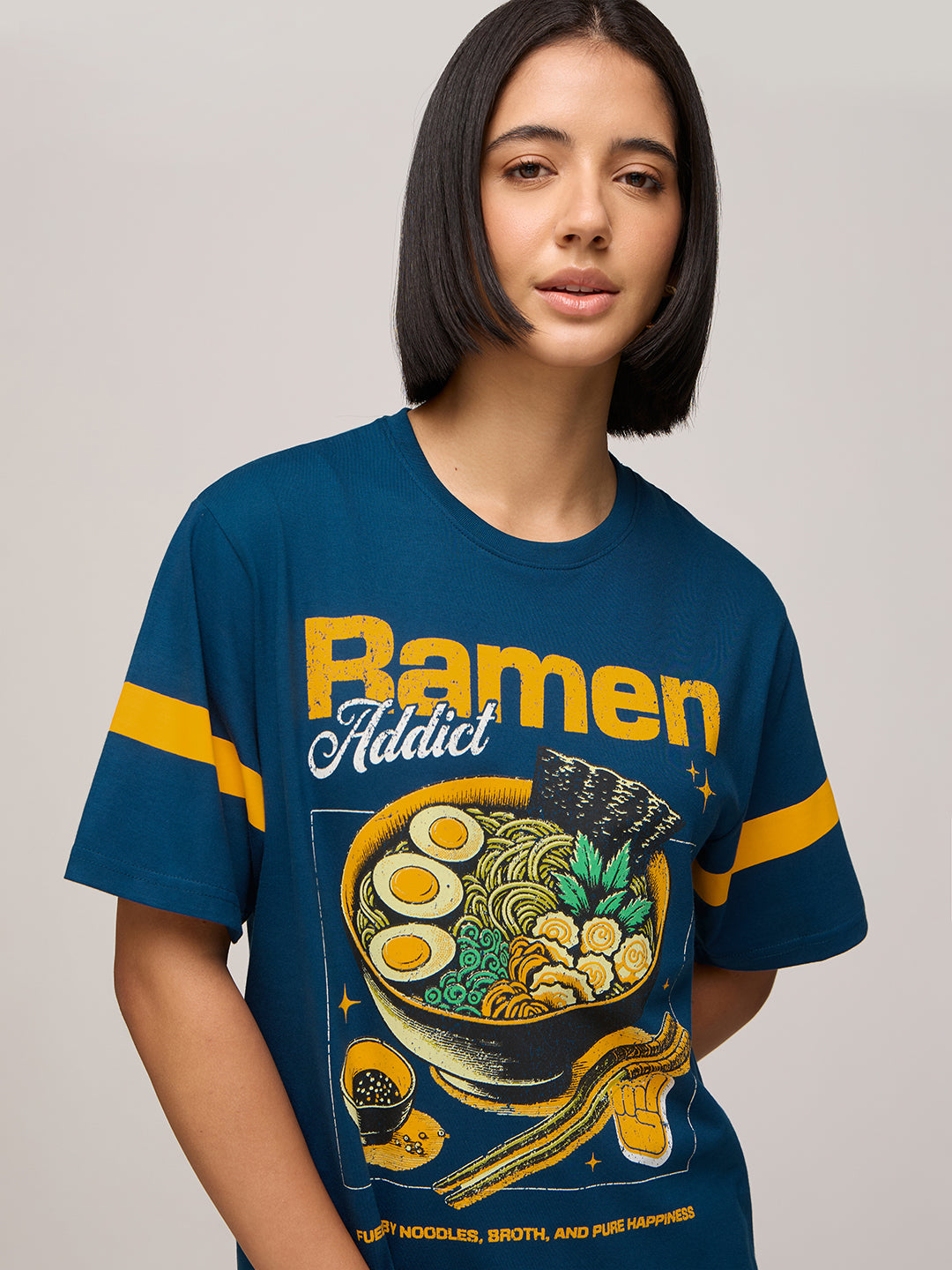 Womens Printed Oversized Fit Cotton T-Shirt