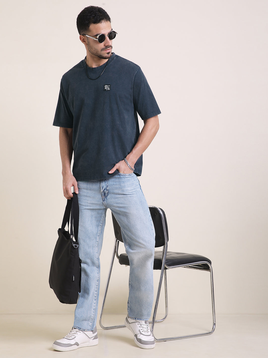 Mens Half Sleeve Round Neck Back Printed Oversized Fit Tshirts