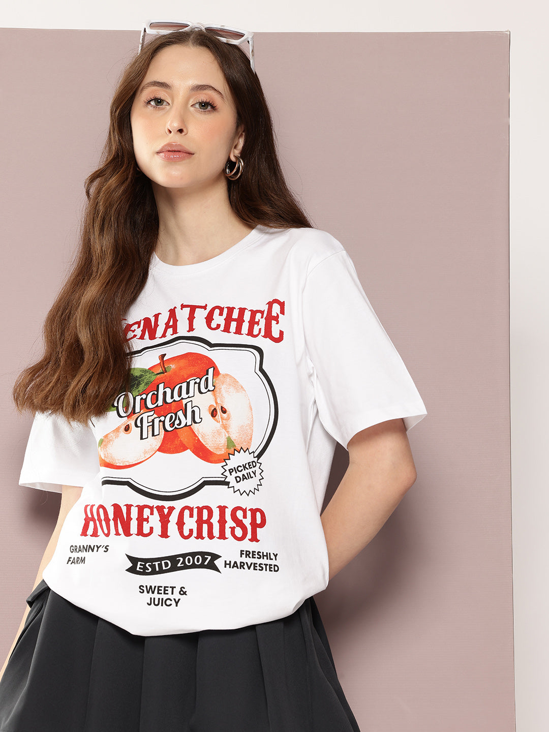 Womens Half Sleeve Round Neck Printed Oversized Fit Tshirts