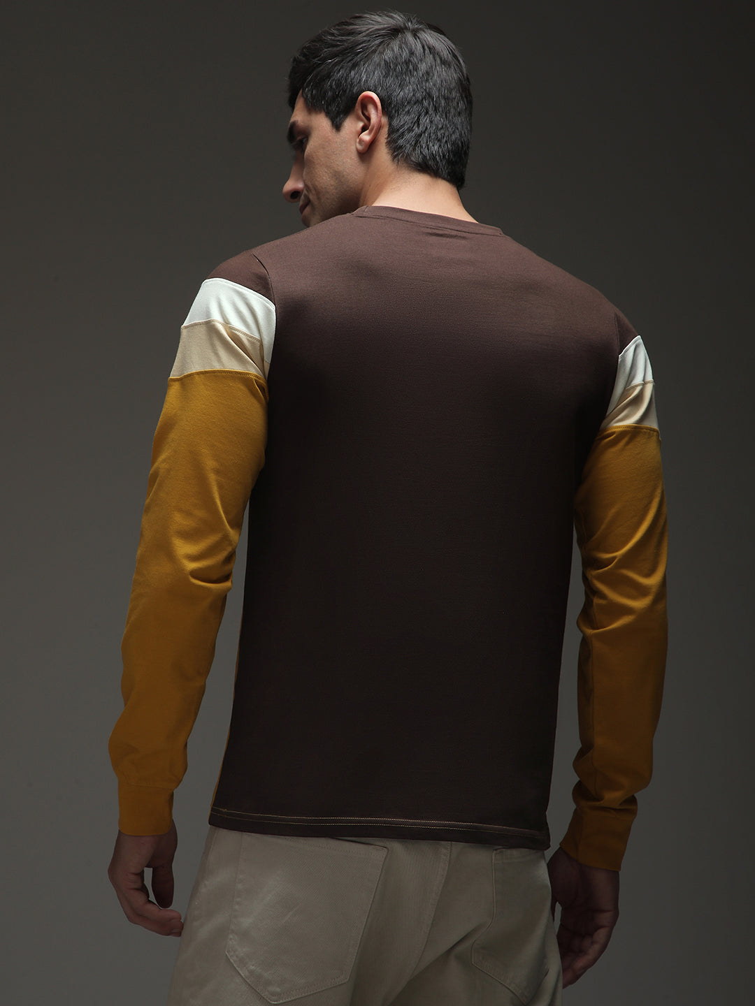Mens Full Sleeve Henley Neck Printed Regular Fit Tshirts